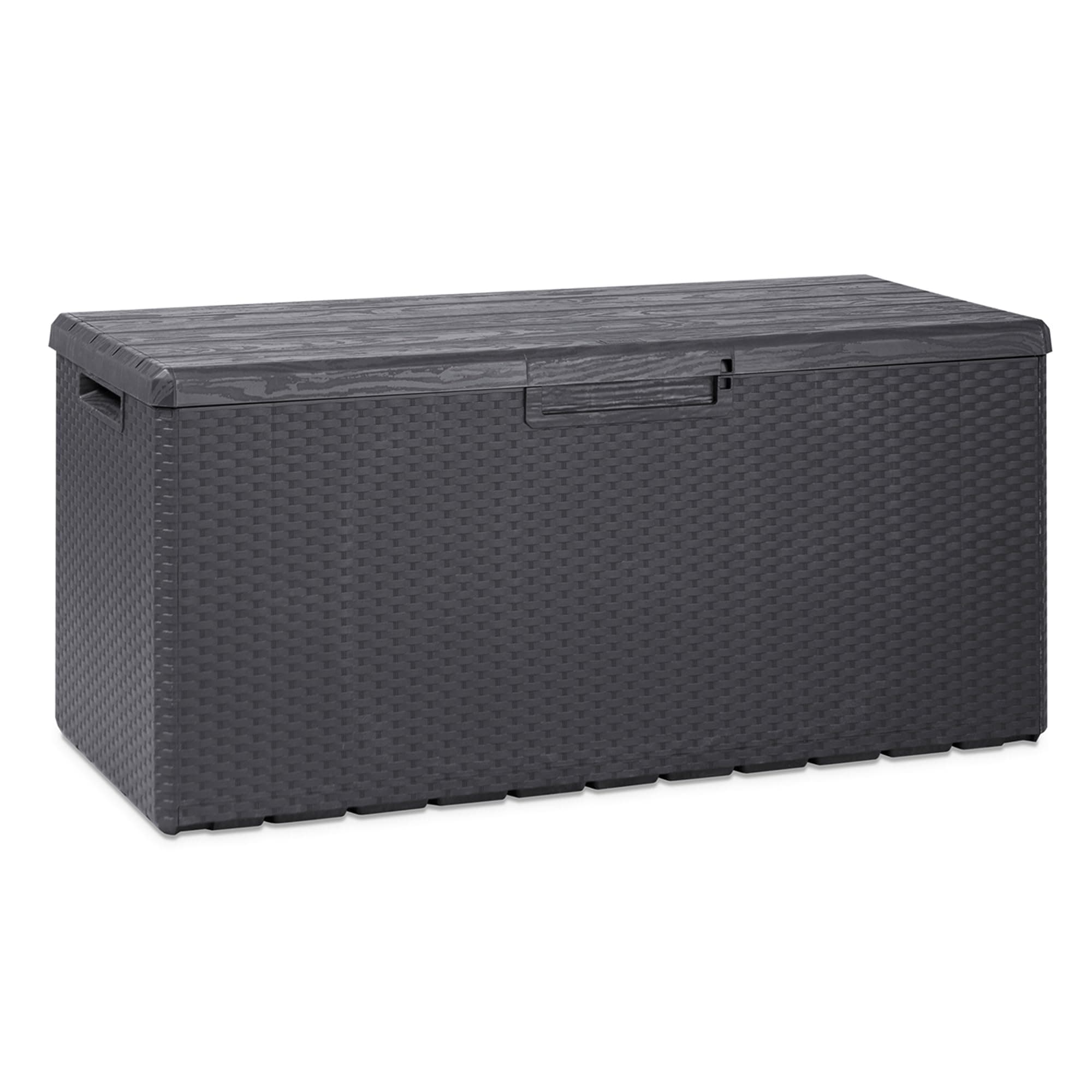 Toomax Portofino Large 90 Gallon Plastic Outdoor Storage Backyard Deck Box, with Lockable Lid, Seat Weight Capacity 450 Pounds, Gray