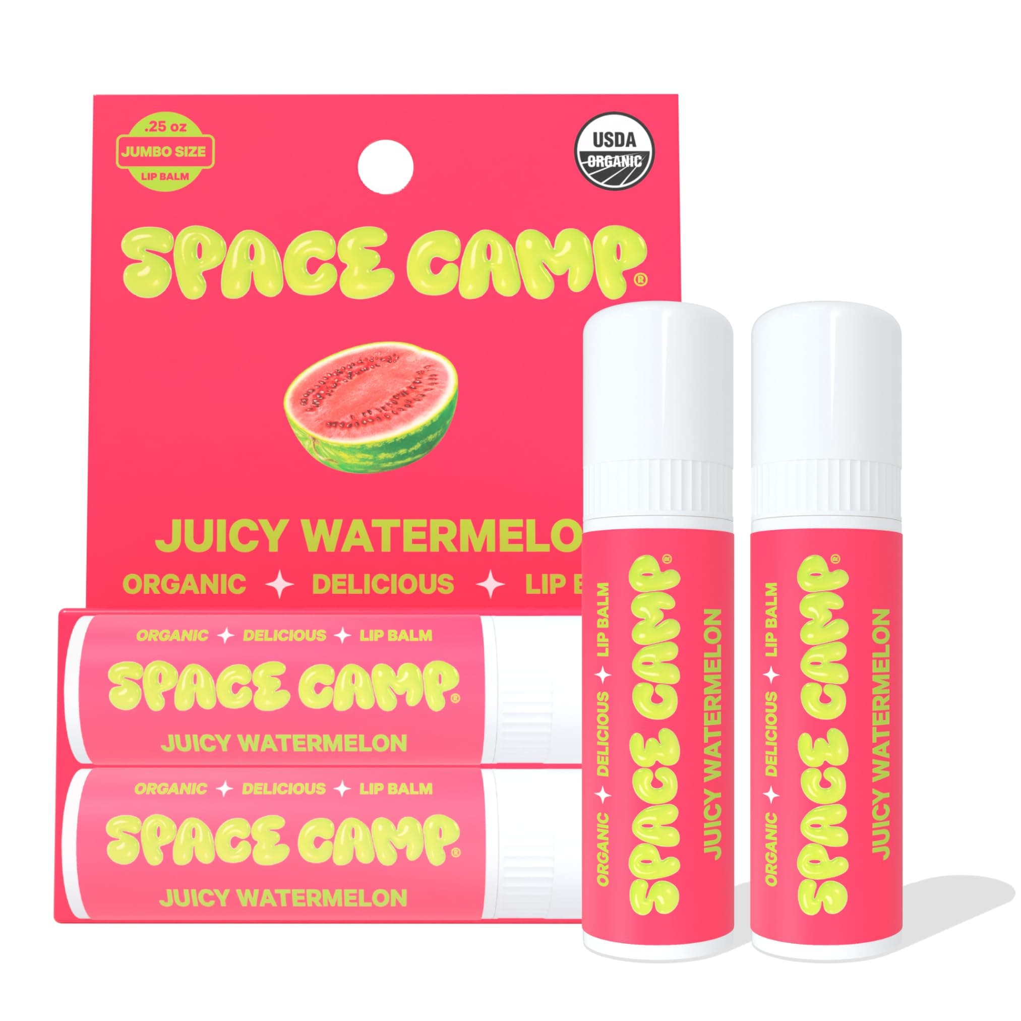 Jumbo Lip Balm - Juicy Watermelon Organic Flavored Balm (2 Pack)