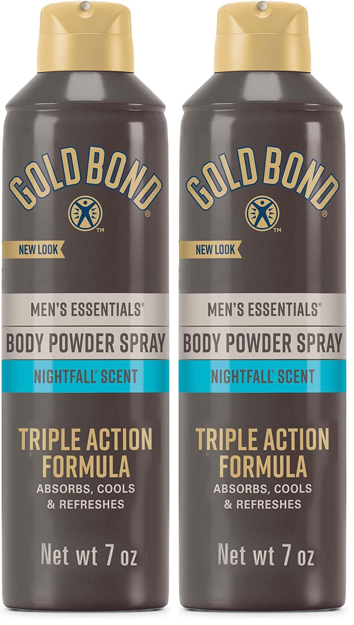 Gold Bond Men's Essentials Talc-Free Body Powder Spray | 7 oz | Pack of 2 | Nightfall Scent | Wetness Protection