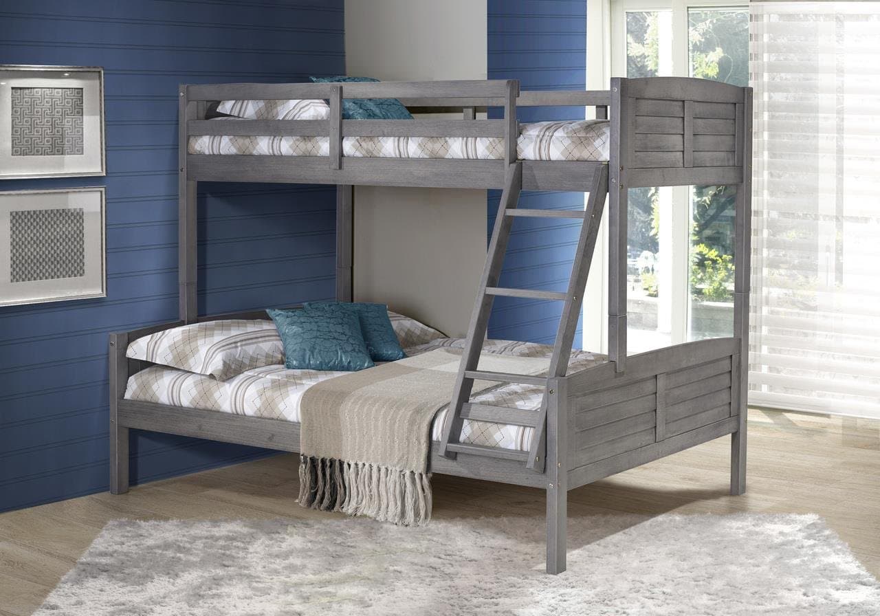 Donco Kids Louver Bunk Bed Antique Grey/Twin/Full/Bed ONLY