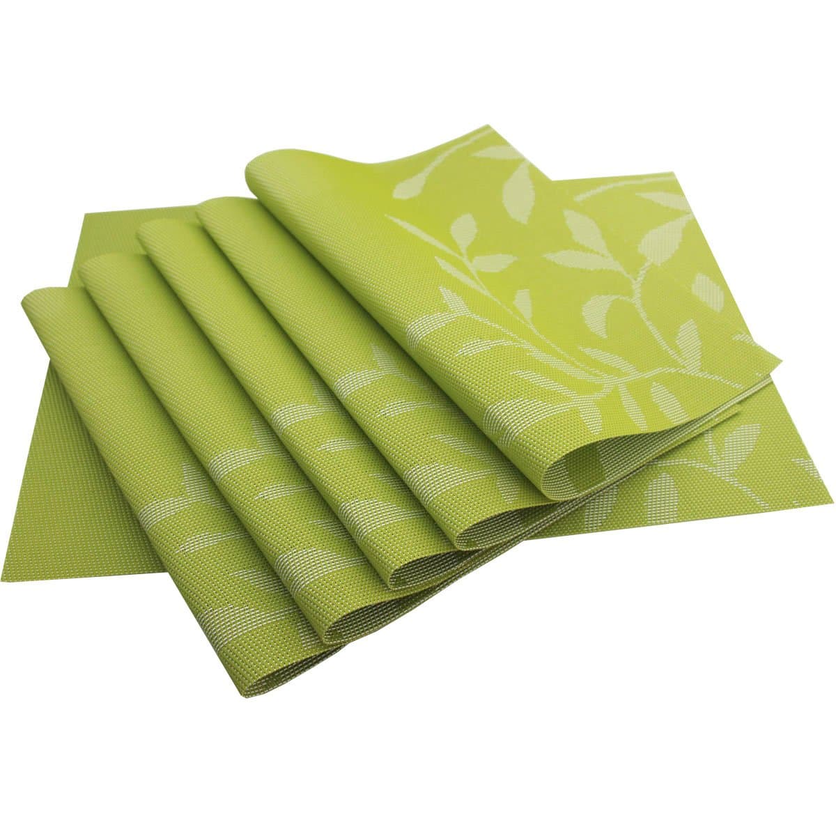 Bright Dream Placemat Washable Plastic Placemats Wipe Clean for Kitchen Table Heat-resistand Woven Vinyl Placemats for Dining Mats Set of 6（Green）