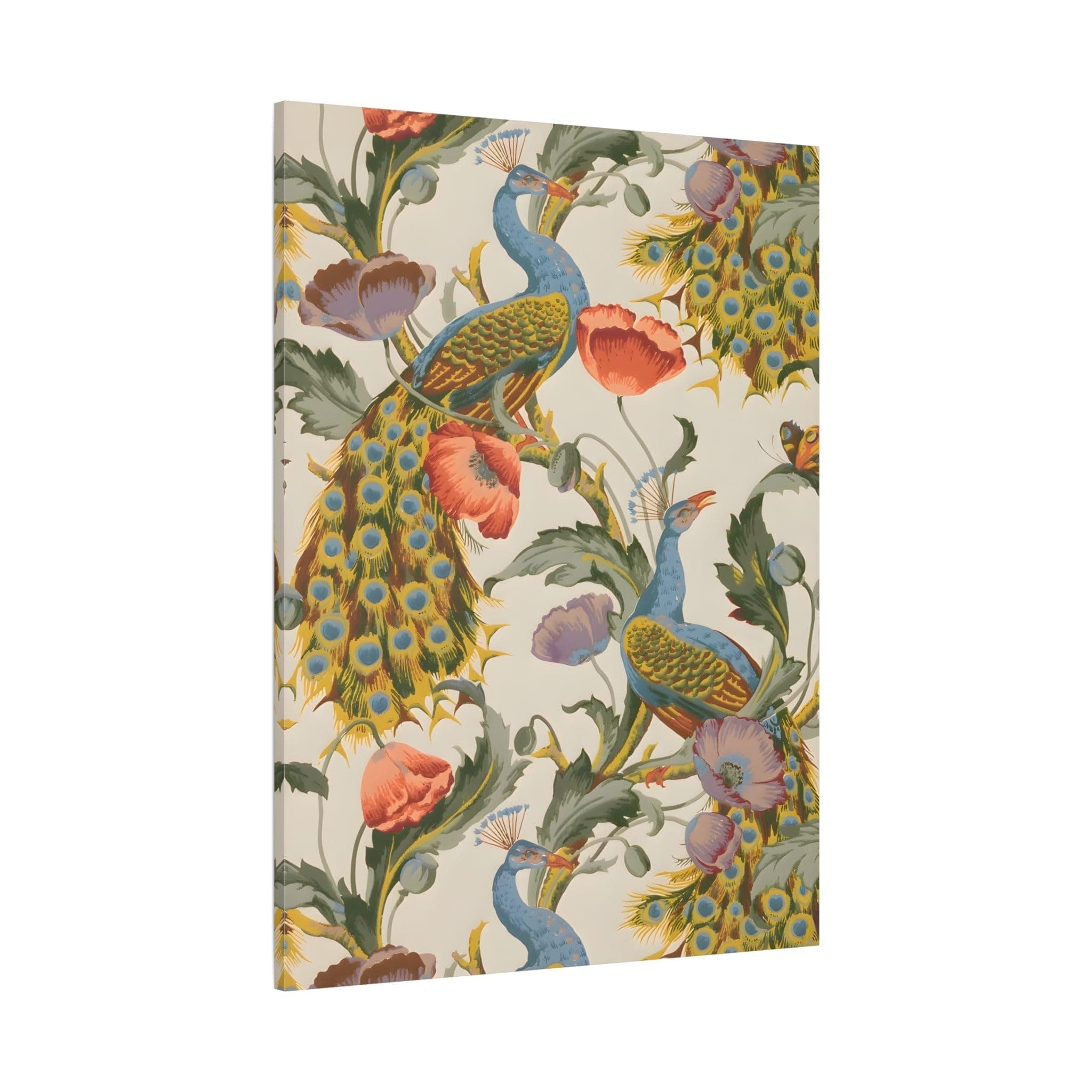 Indian Pichwai Vintage Floral Canvas Wall Art Print 48x36inch Vertical / 1.25inch