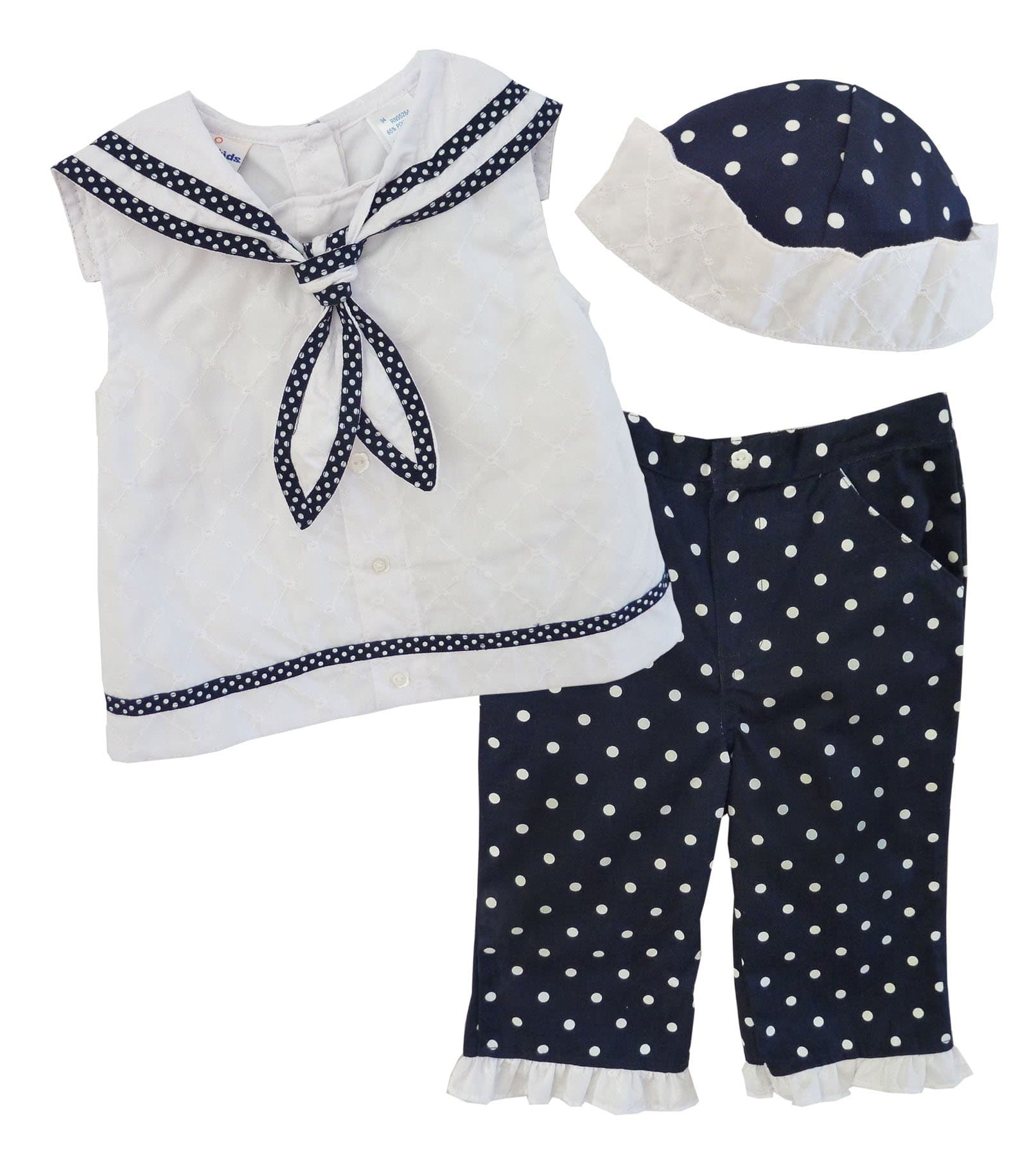 B.T. Kids Baby Girls' 3 Pc Sailor Capri Set 6-9 mos navy/white