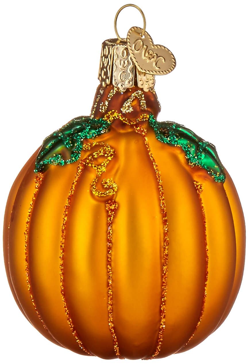 Old World Christmas Thanksgiving Pumpkin Glass Blown Ornament for Christmas Tree, Handcrafted Holiday Decoration, Halloween Collection
