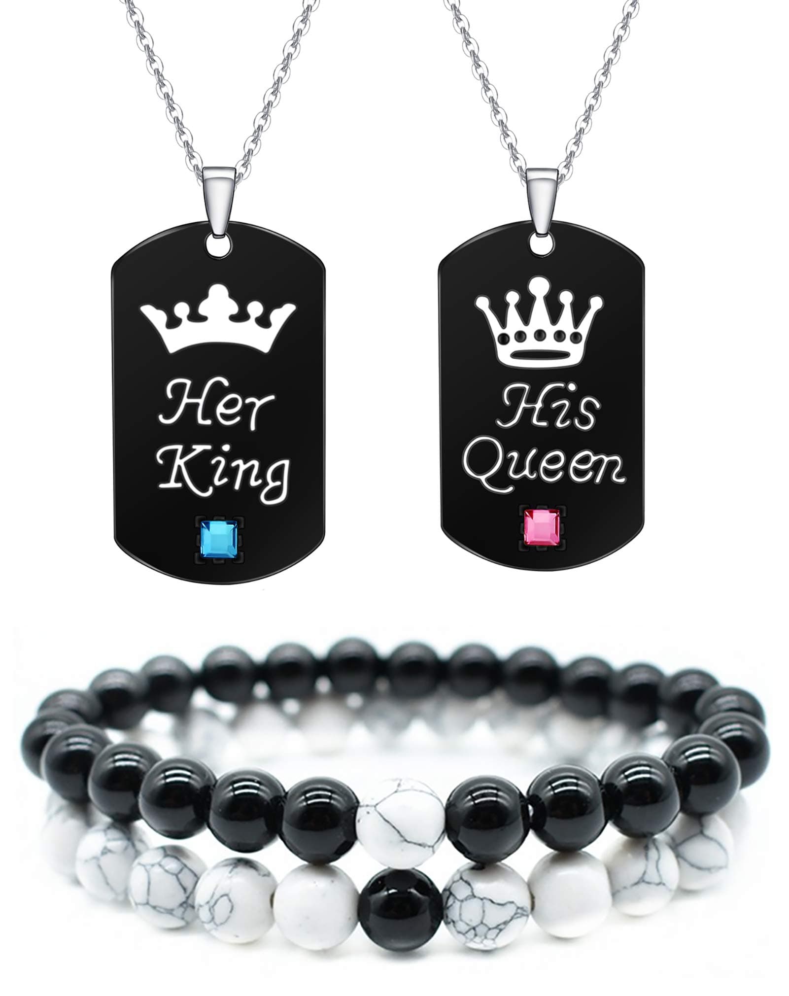 Magnetic Bracelet for Couple Necklace Bracelet Set Matching I Love You Necklace for Her His