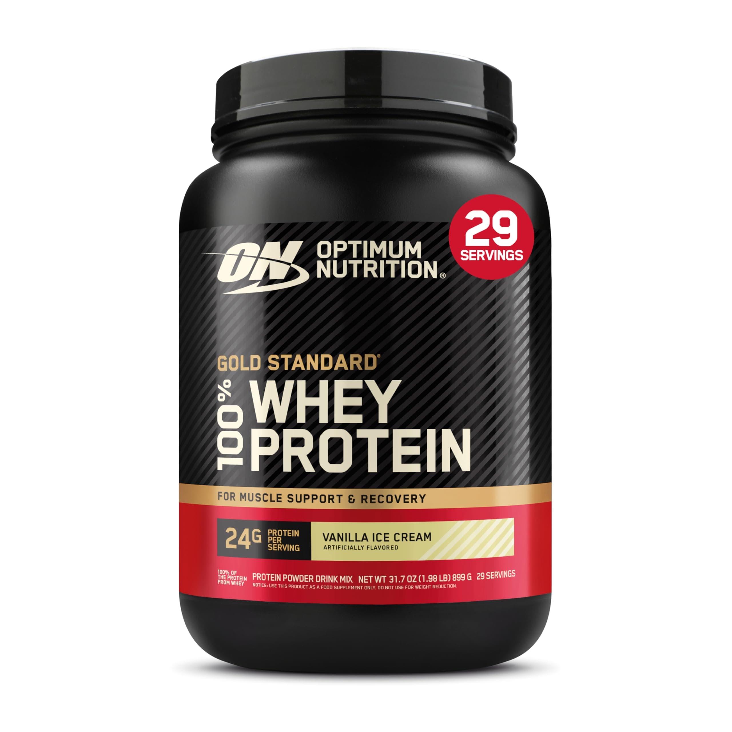 Gold Standard 100% Whey Protein Powder, Vanilla Ice Cream, 2 Pound (Packaging May Vary)