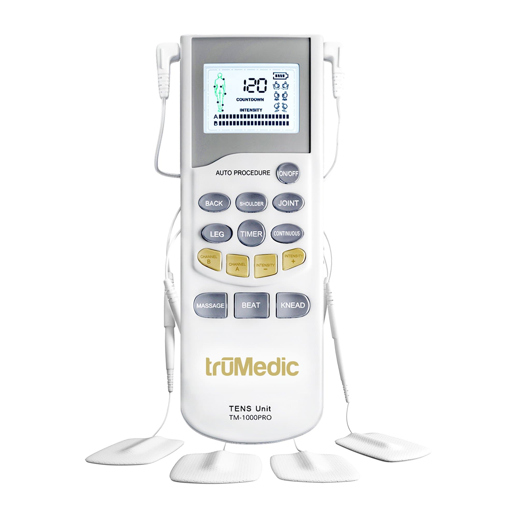 truMedic TM-1000PRO Deluxe Tens Unit for Pain Relief White