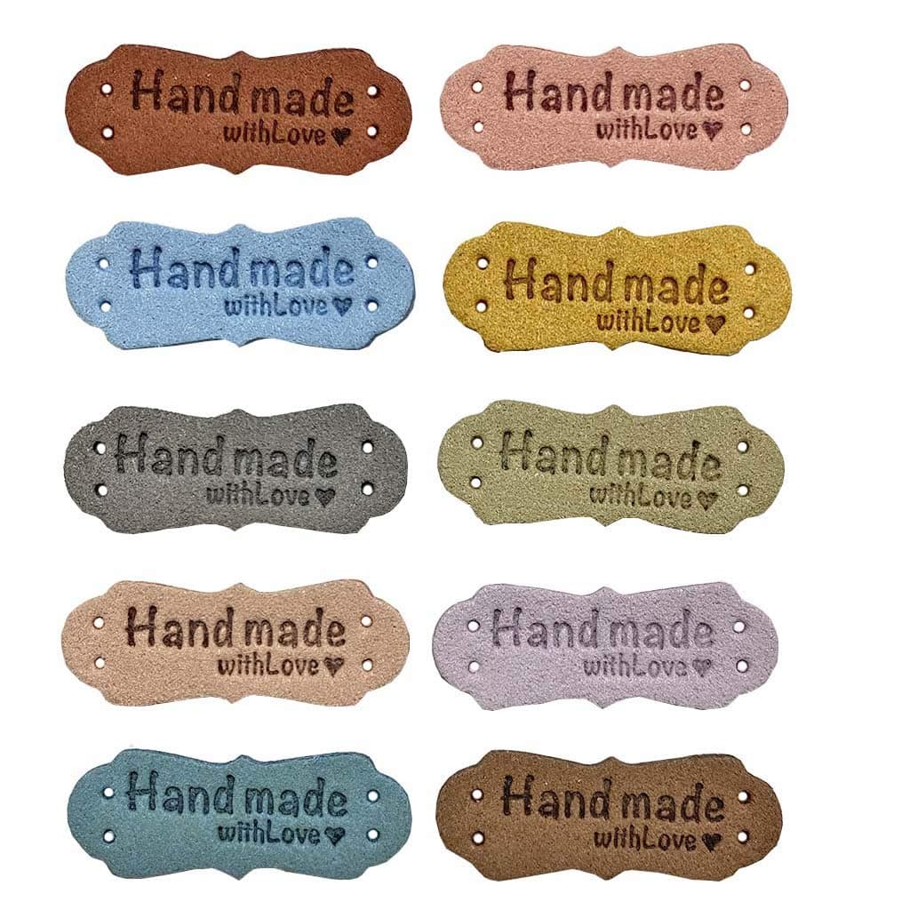 Juland PU Leather Label Clothing Hand Made Embossed Tag Embellishment Knit DIY Accessories for Jeans Bags Shoes Hat –50PCS 1.5x4.2cm