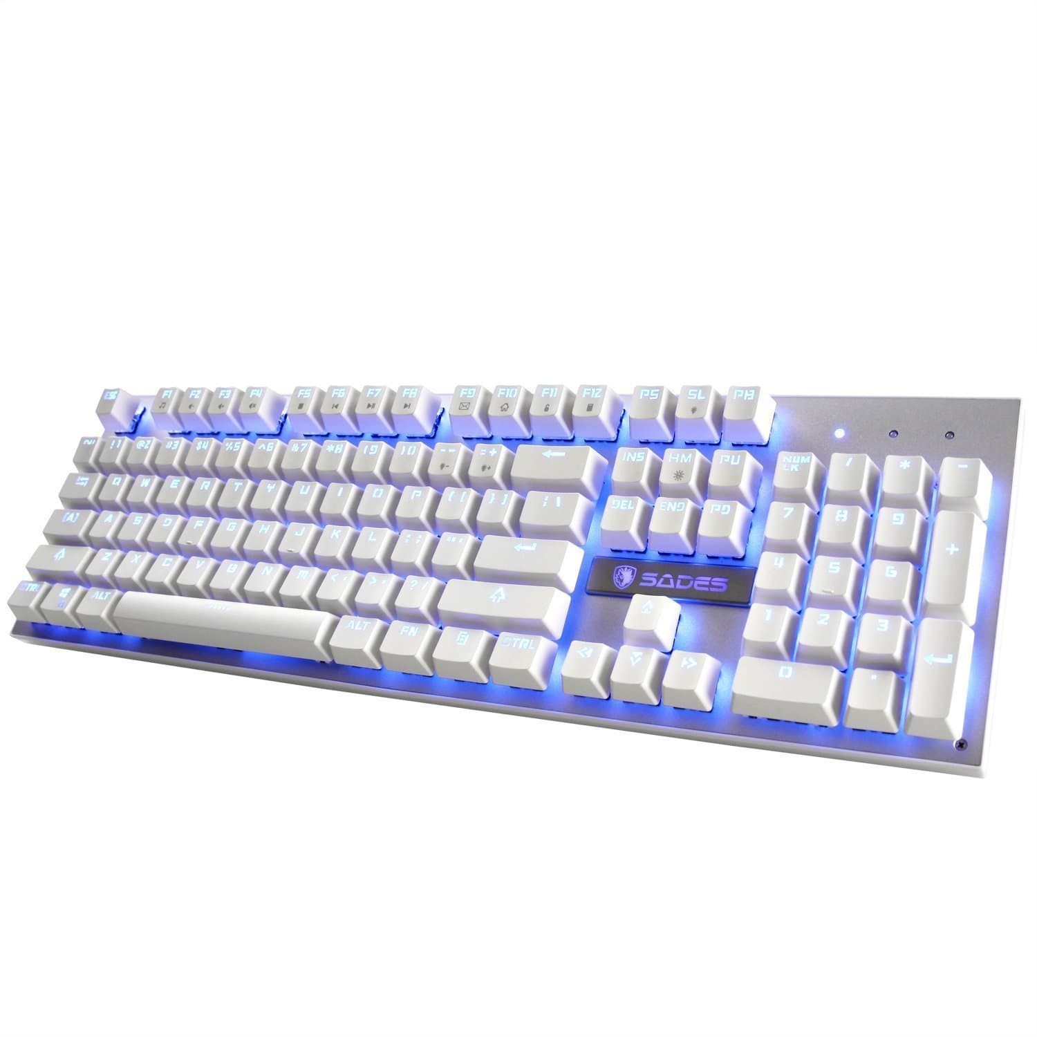 Yanni SADES K10 Fashion Multicolors LED Backlit Wired USB Mechanical Gaming Keyboard with Blue Switches (White)