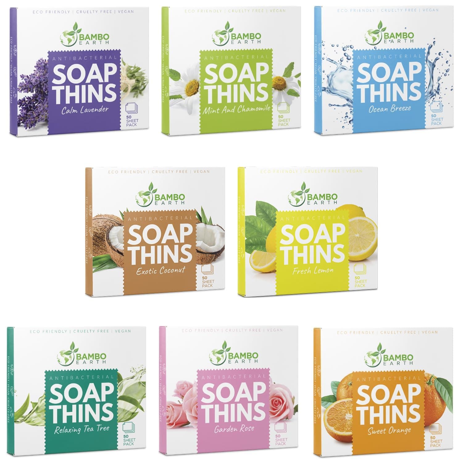 400 Sheets Antibacterial Paper Soap Strips For Hand Washing - 8 Pack Portable Disinfecting Pocket Travel Soap Thins Dissolvable & Disposable Camping Mini Size Dry SoapSheets For Hands (Variety 8x50)