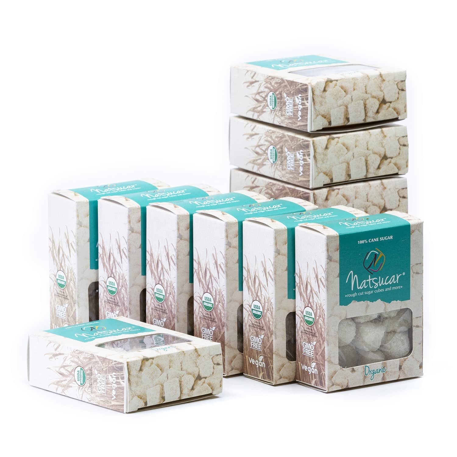 The Sugar Lab Organic Sugar Cubes for Cocktails, Sweet Tea & Vegan Coffee - 12 Raw Sugar To Go Packs (1.2 oz each) - Gluten Free & Kosher USDA Certified Organic Raw Sugar Rocks - 5414