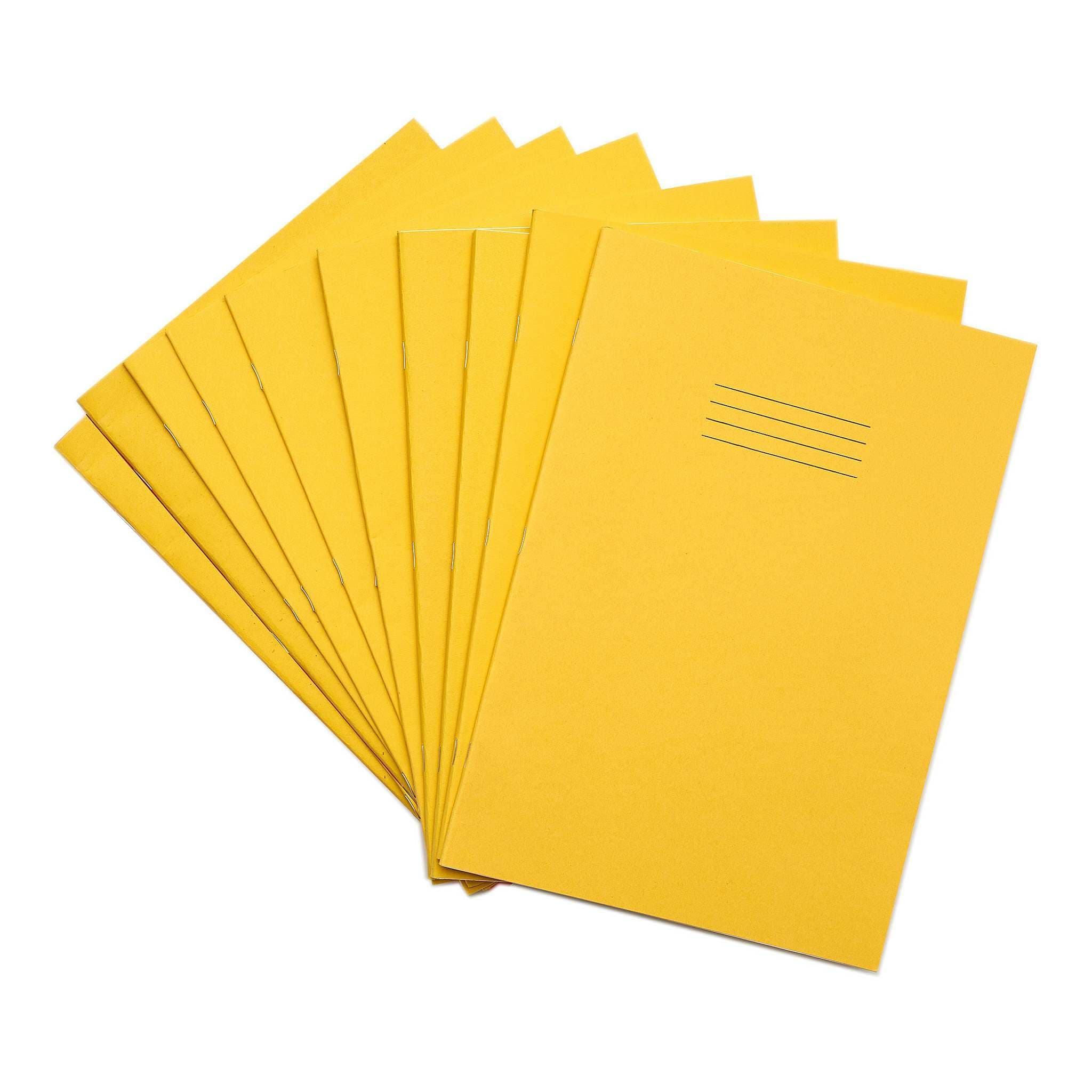 Rhino A4 Tinted Exercise Book, Yellow Cover with Cream Coloured Paper, 10-Pack, 48-Page / 12mm Lined with Margin Dyslexia & SEN Notebook Aids & Resources