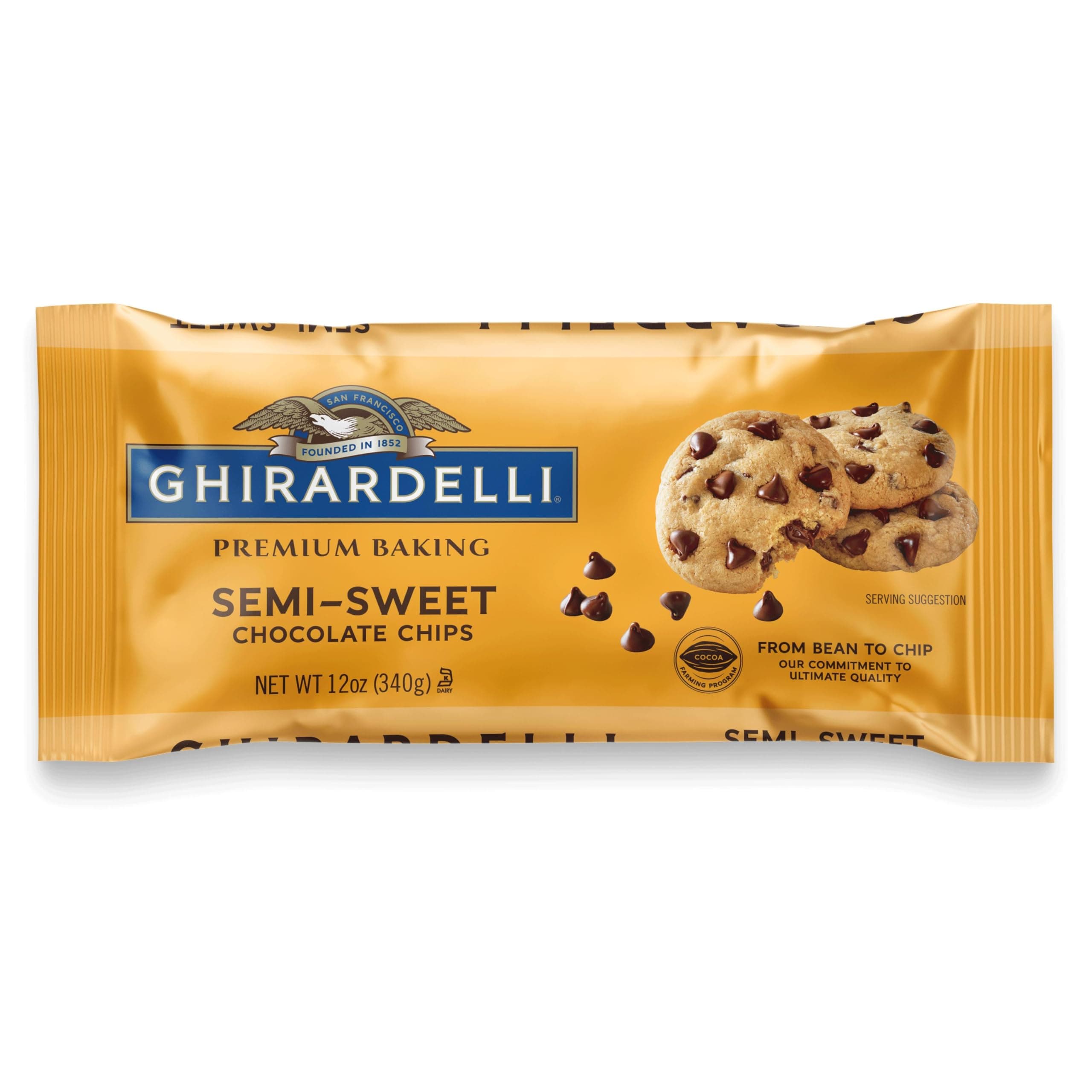 Premium Baking Chips, Semi-Sweet Chocolate, 12 oz (340 g) - Ghirardelli