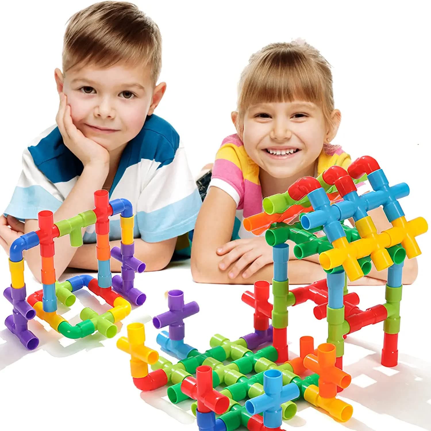 Toy Imagine™ 30+ Pipe Puzzle Blocks Set for Kids – Creative Building Toys for 3-8 Year Old Boys & Girls – Educational Construction Toy for Learning & Indoor Play – Multicolor Preschool Activity Game