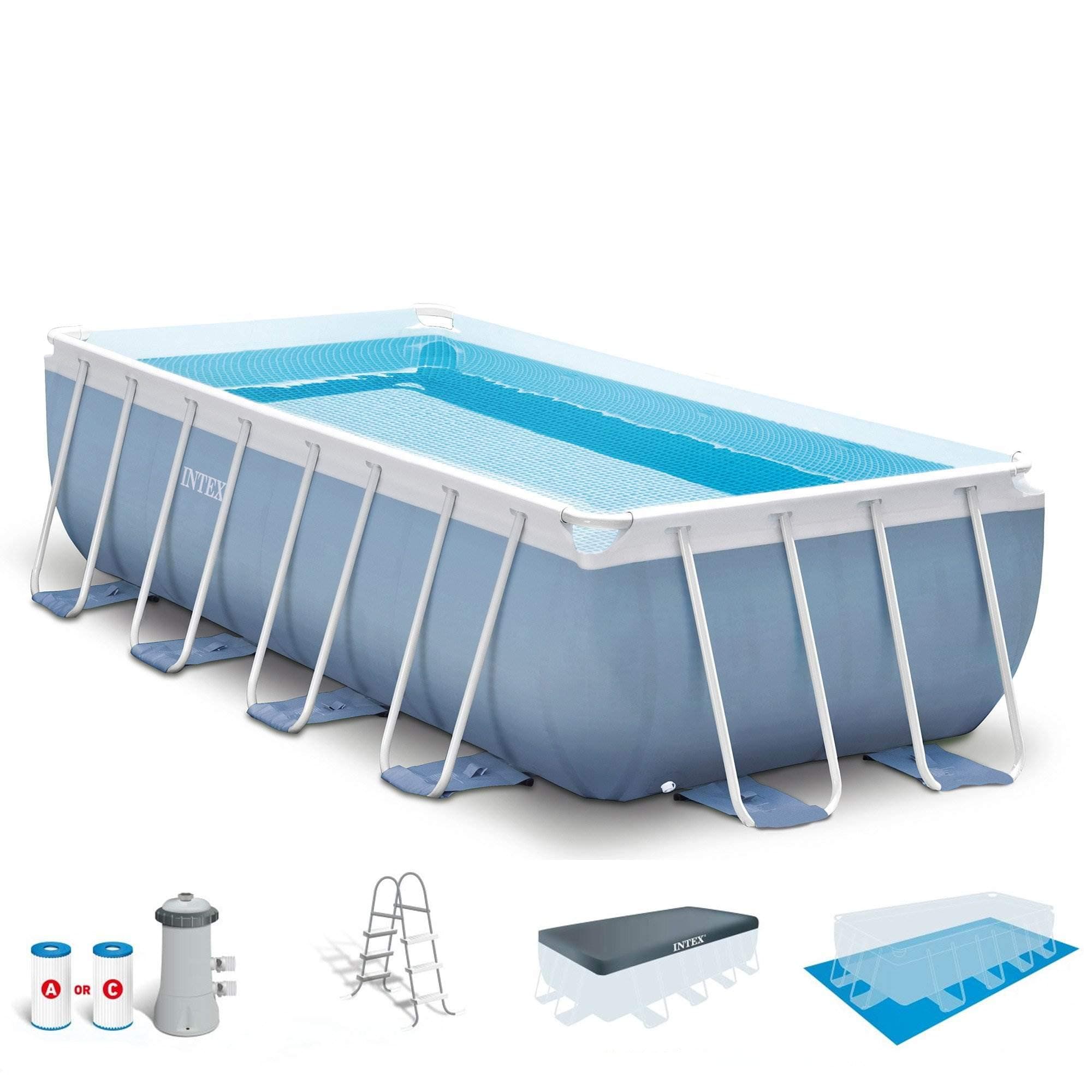 Intex 16ft X 8ft X 42in Rectangular Prism Frame Pool Set