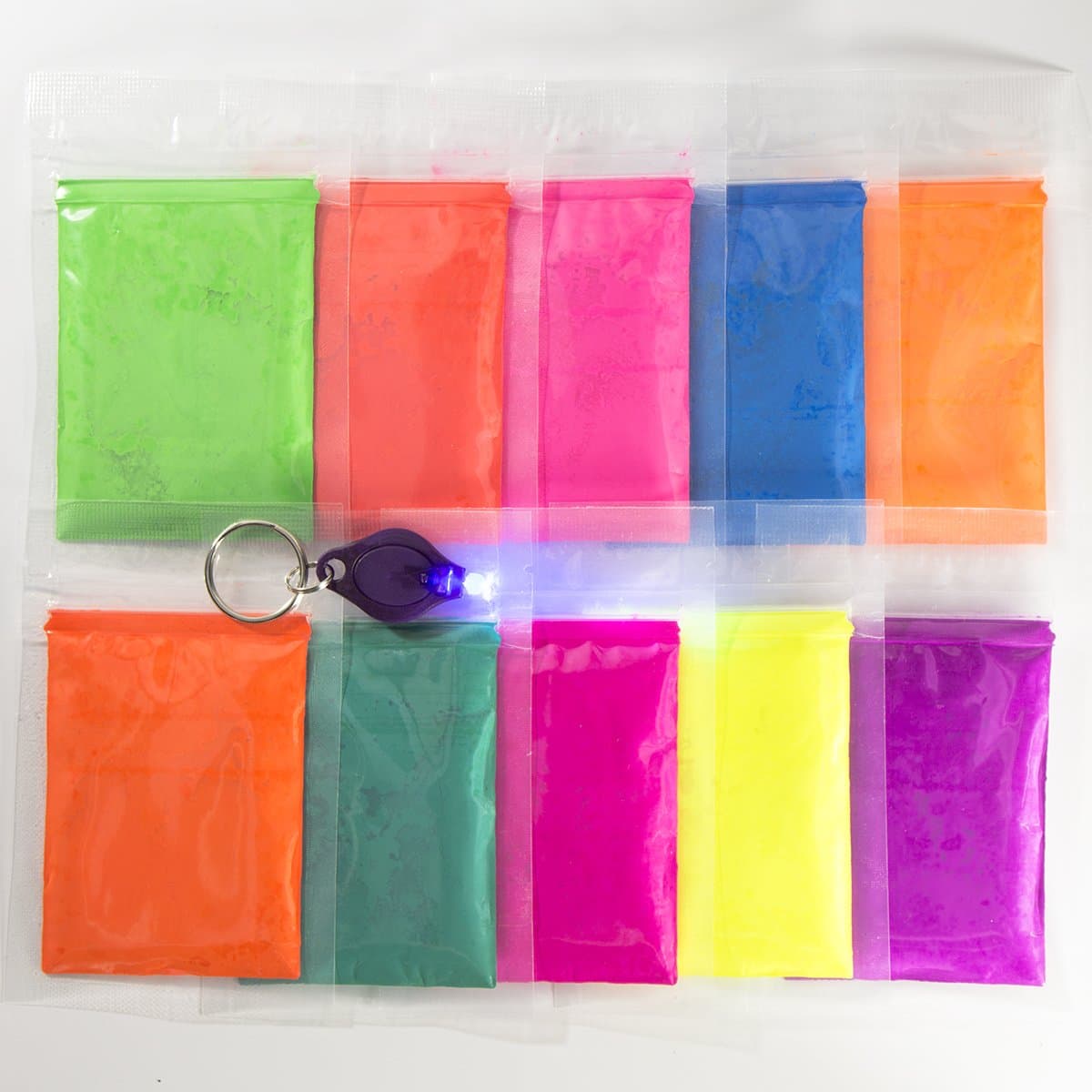 Fluorescent UV Glow in The Dark Powder Pigment | Black Light Reactive | Formaldehyde-Free & ECO Friendly | Multi-Purpose Use Tint Dye (KIT (10 X 0.5 oz), 10 Piece Sample Kit)