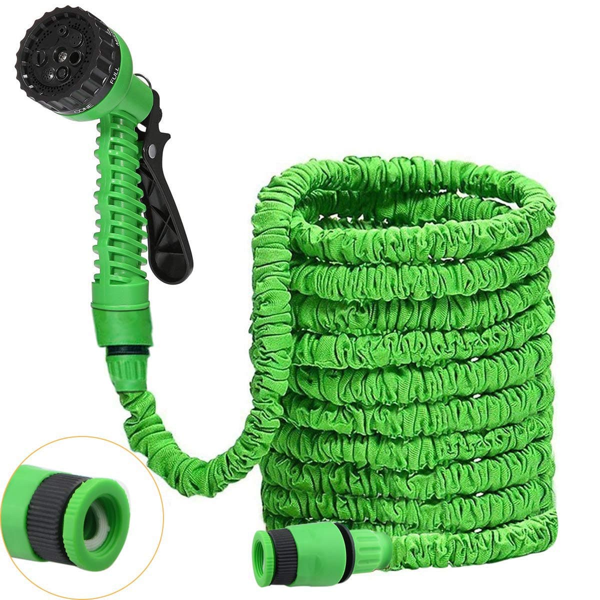 DAMIGRAM Expandable Garden Water Hose Pipe, 3 Times Expanding 25FT Flexible Lightweight Hose Pipe With 8 Function Spray Gun For Washing Car, Watering Flowers (Green)