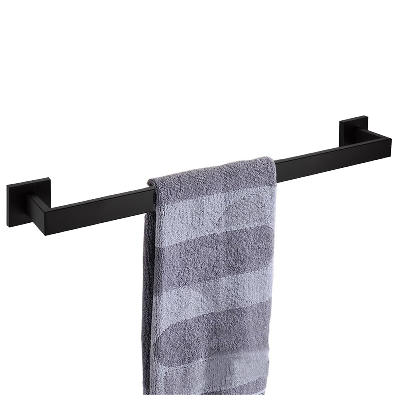 Nolimas Matte Black Bath Towel Bar Single Bars Towel Rack Rod Classic Wall Mounted Stainless Steel Bathroom Towel Bar Toilet Kitchen Towel Shelf Single Layer, 24inch