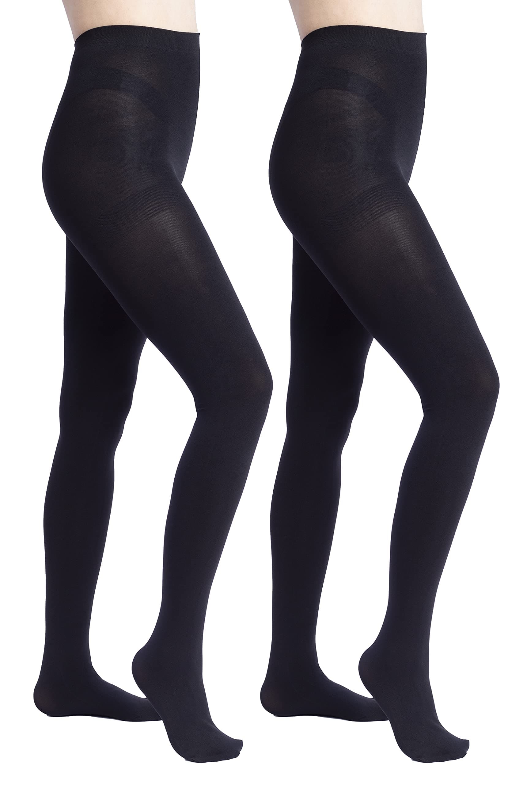 LeamelSoft 200 Denier Thick Warm Winter Thermal Tights Matte Opaque Black Tights for Women 2 Pairs