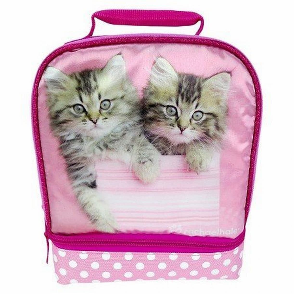 Racheal Hale Pink Kittens Duel Compartment Lunch Bag Box