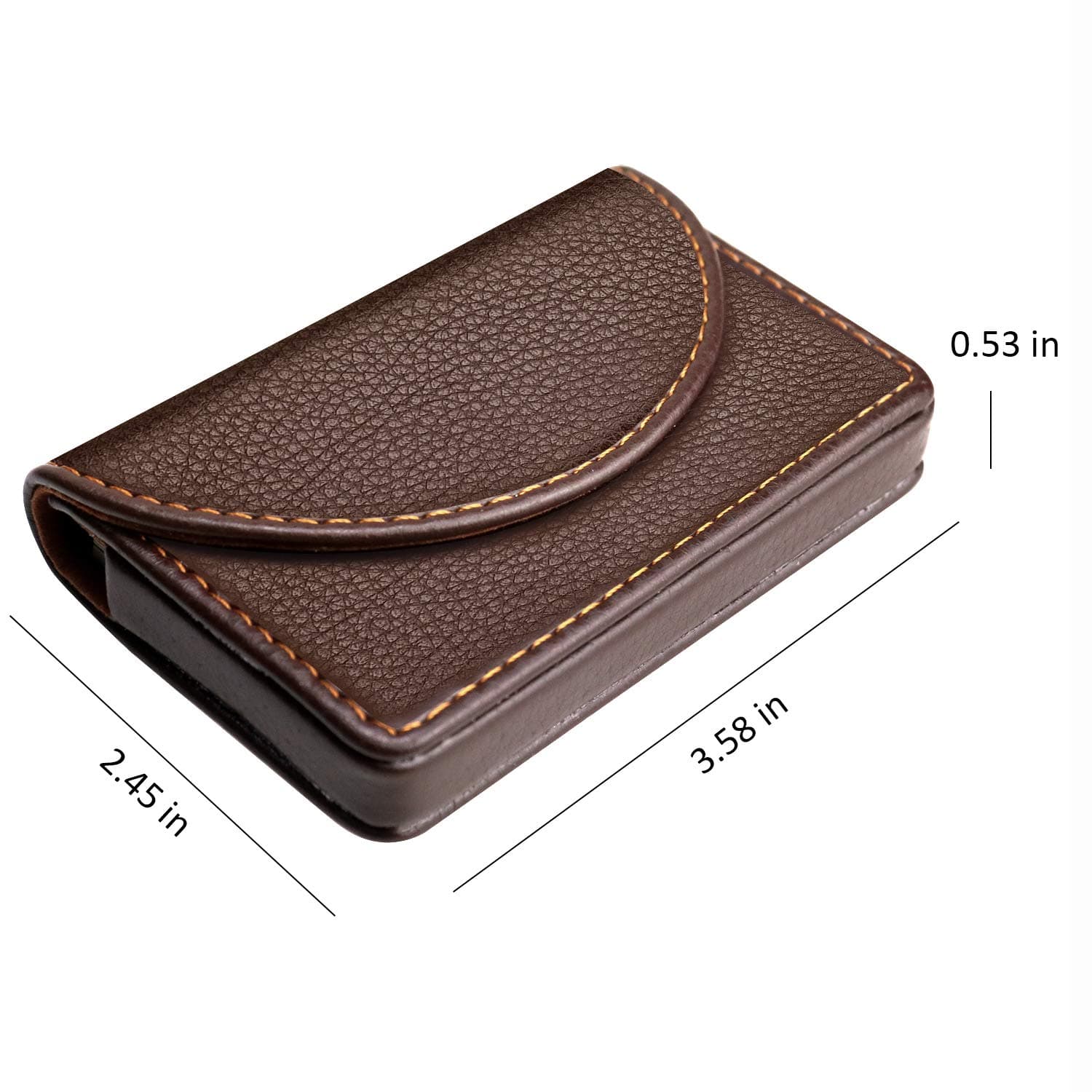 Cofee Leather Business Card Holder Case for Men or Women Pocket Business Card Wallet Name Card Case Holder with Magnetic Shut, Holds 25 Business Cards, Coffee
