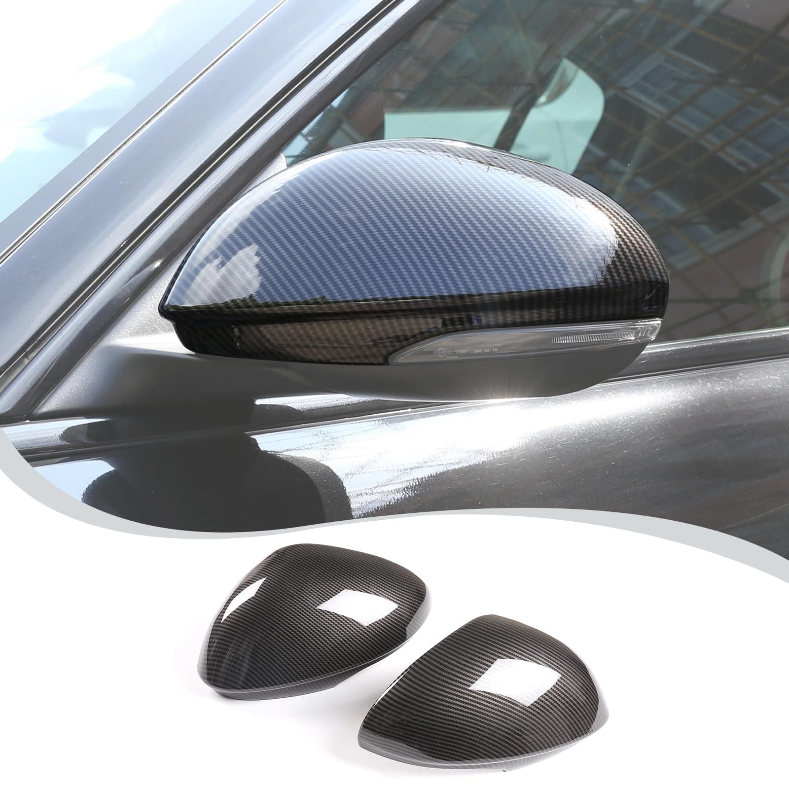 Car Rearview Mirror Cap Decoration Cover Compatible with Alfa Romeo Giulia 2017 2018 2019 2020 2021 2022 (Carbon Fiber Style)