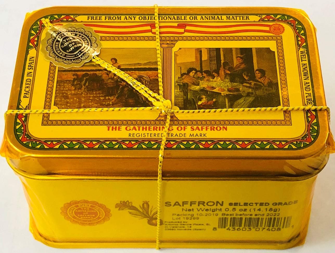 Spanish Saffron Tin Gathering of Saffron Select Grade 1/2 oz tin by Antonio Garcia Inest