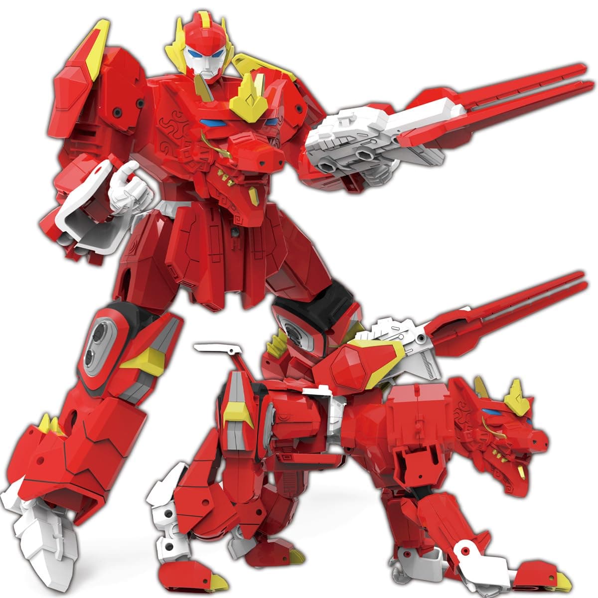 Wenbeier Animal Transforming Robot Toys Kirin Action Figure for Kids 10-in Deformation Robot for Boys & Girls Ages 6-12 (Red)