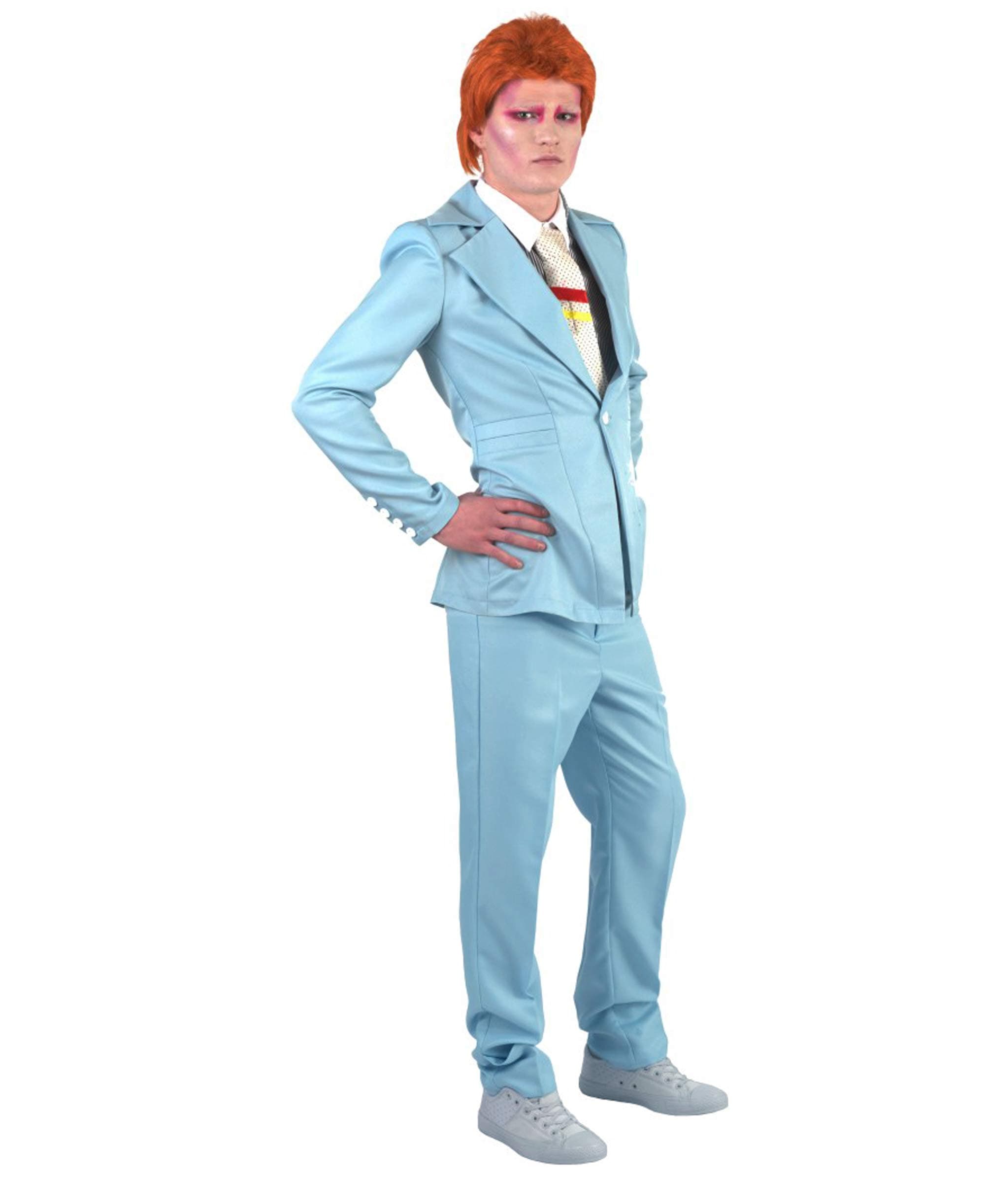 Halloween Party Online Men's 70's Legendary British Pop Star Costume, Blue Adult