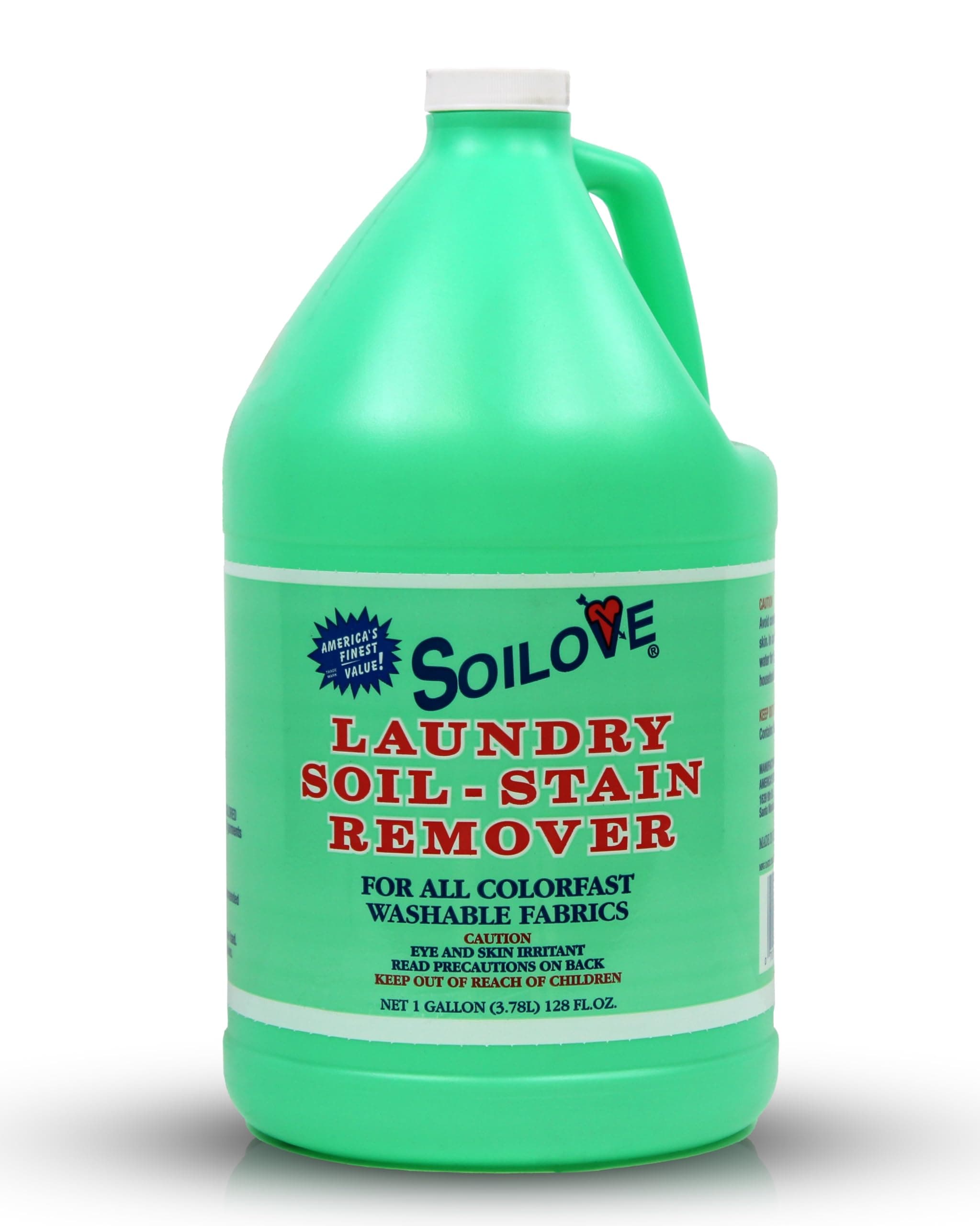 SOILOVE 1 Gallon Laundry Soil-Stain Remover Liquid for Clothes ~ Removes Blood, Grass, Grease, Ink, Blood & Most Other Stains