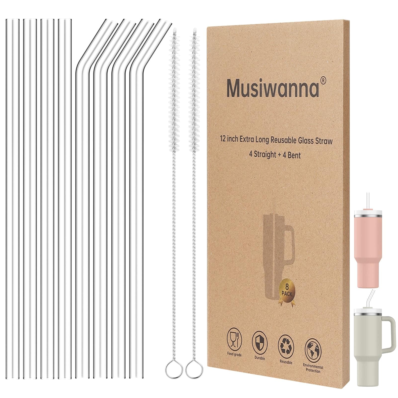 Replacement Glass Straws 8Pcs for Stanley 40oz 8Pcs