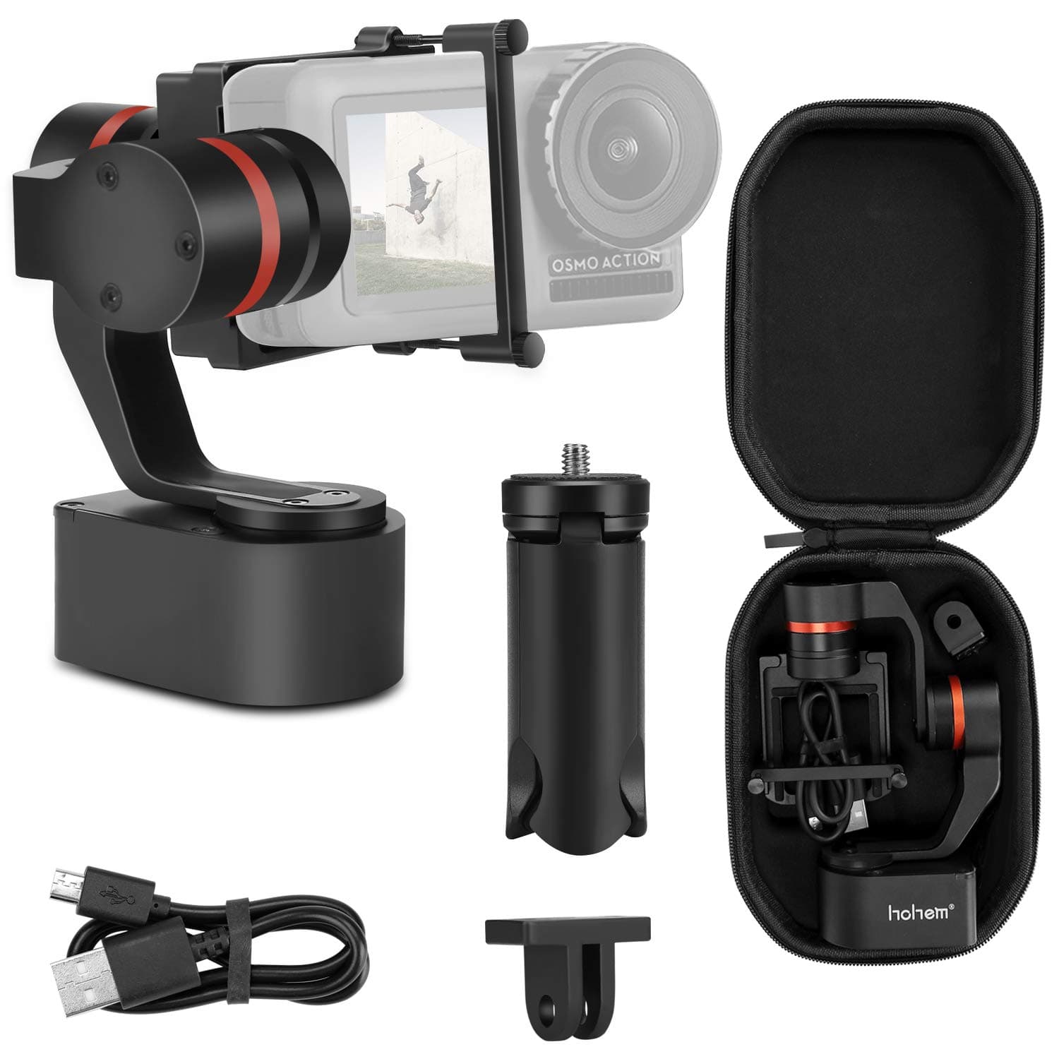 Hohem XG1 Classic 3-Axis Wearable Gimbal Stabilizer for gopro Hero 7/6/5/4/3 for DJI Osmo Action for Action Cameras Stabilizer for Motorcycle or Biking(Wearable gimble)