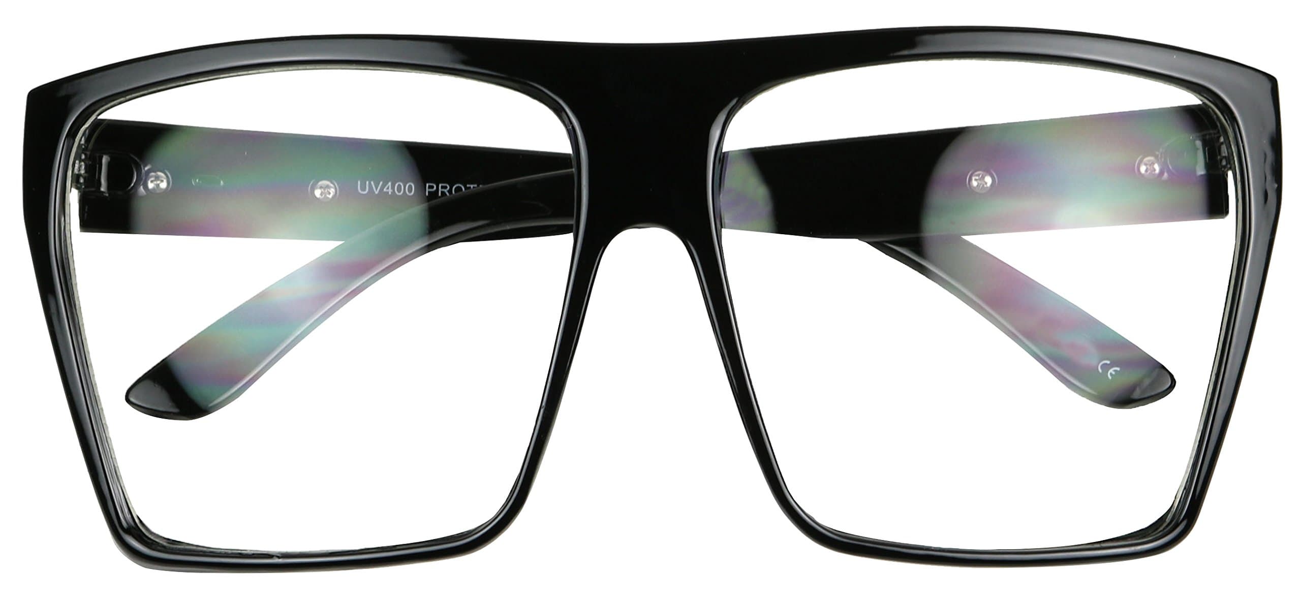 Basik Eyewear - Super Oversized Trapezoid Flat Top Clear Lens Sunglasses XL Frames