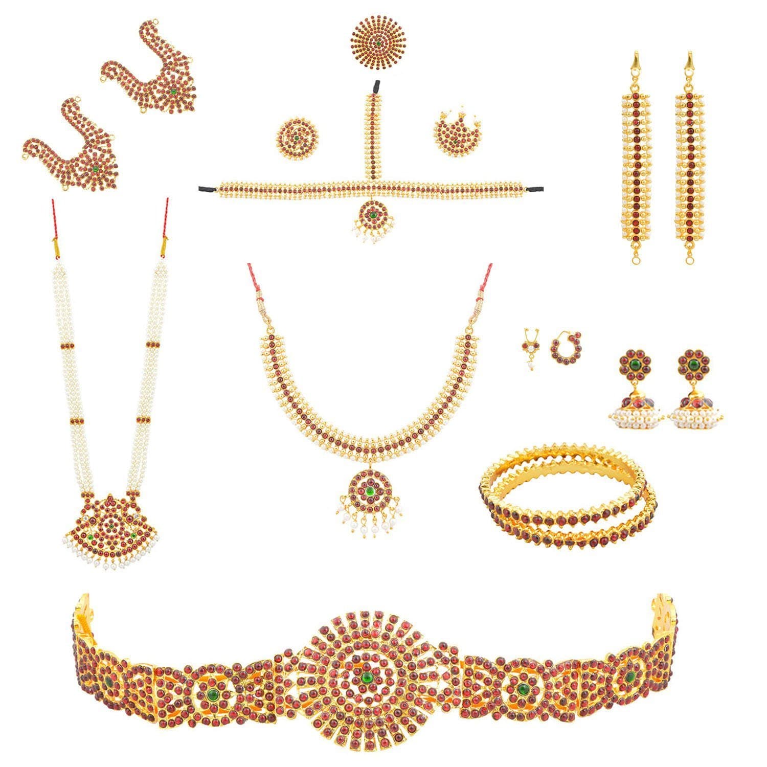 UG PRODUCTS Gold Plated Bharatanatyam Jewellery Set for Women (Gold)