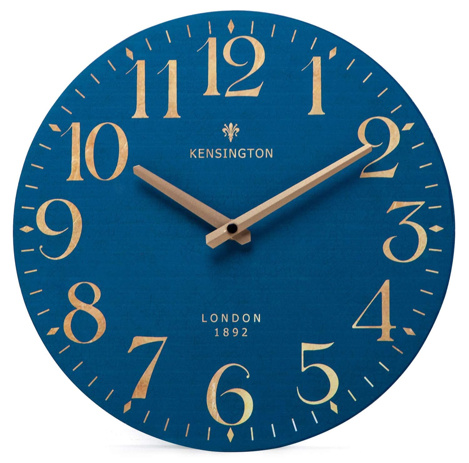 NIKKY HOME Navy Blue Wooden Wall Clock 12 Inch - Battery Operated Silent Non Ticking Clock Decor for Kitchen, Living Room, Bathroom, Office