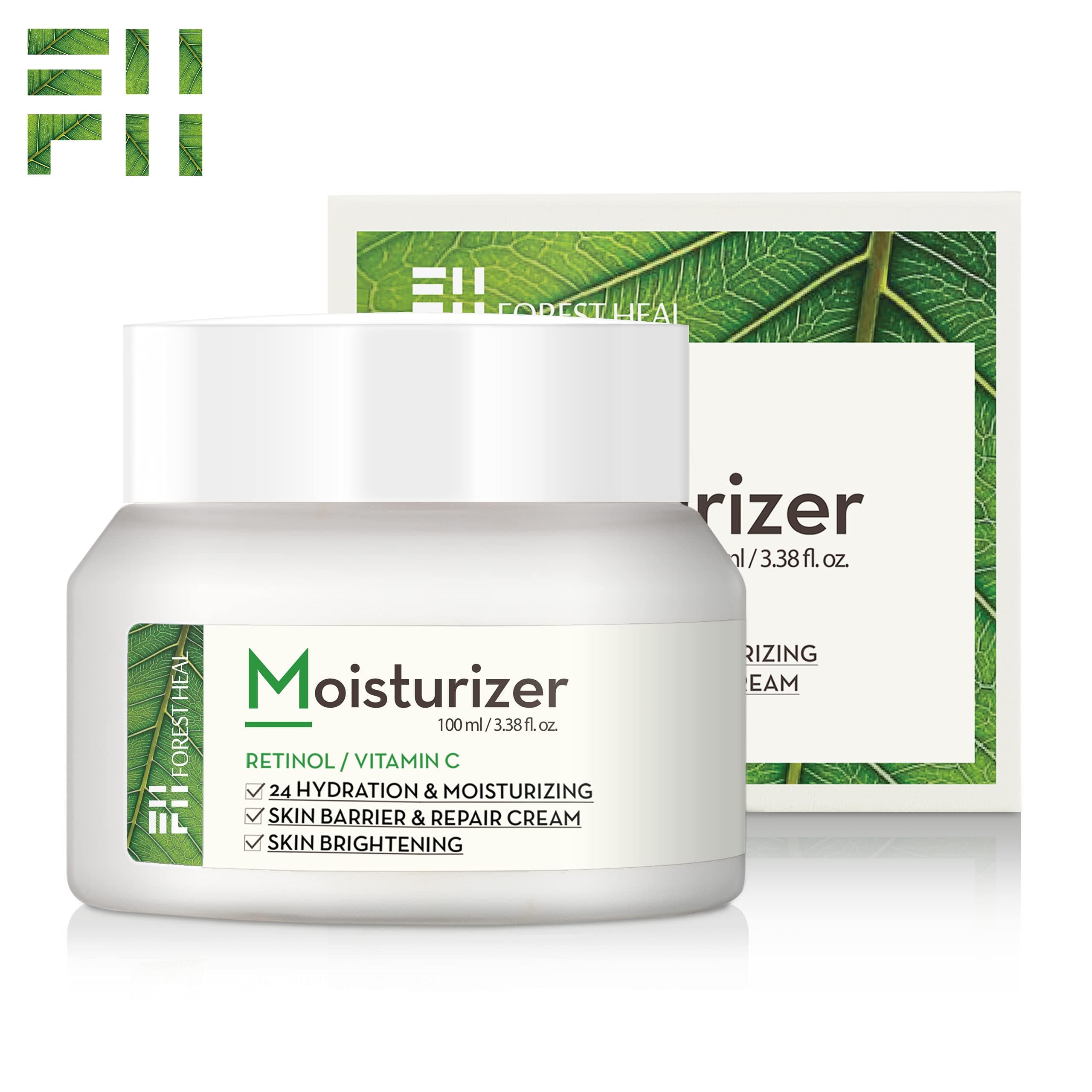 [Forest Heal] Anti Aging Retinol Moisture Cream for Face and Dry Skin, Anti-Wrinkle Hydration with Vitamin C (100 ml/ 3.38 fl.oz.)