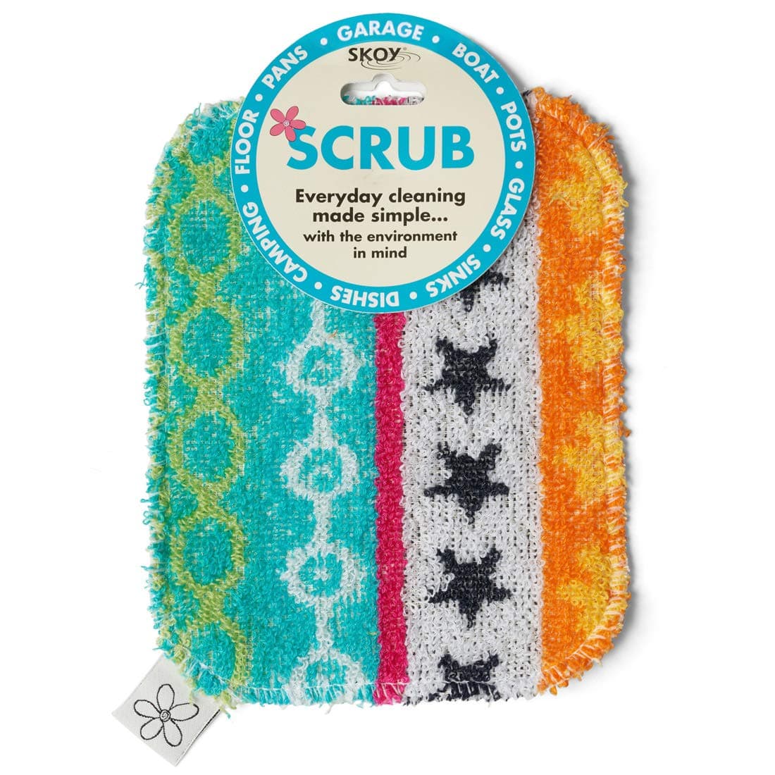 Skoy Scrub, 1-Piece Reusable, Non-Scratching Dish Scrubber for Kitchen and Household Cleaning, Planet-Friendly, Dishwasher Safe Soft Scrub, Assorted Colors and Designs