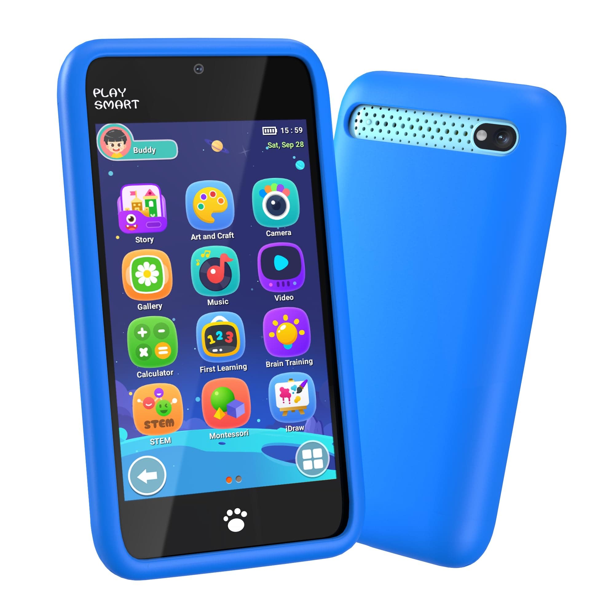 MOMILLA Toys Kids Smart Phone, 3.97" Screen Dual Cameras w/ 21 Stickers, Birthday Gifts for Kids, 16GB Toddler Learning Cell Phone with Games, Boys Girls Toys for Age 3 4 5 6 7 8 9 Year Old