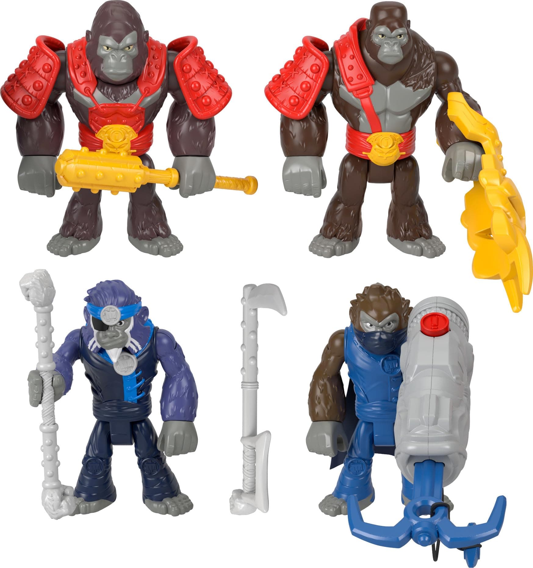 Fisher-Price Imaginext HML57 - Imaginext Army Toy Figure Set, Boss Level Army Pack, 9 Pieces, Gorilla Against Monkey, with Accessories for Role Play in Preschool Age 3 Years and Up