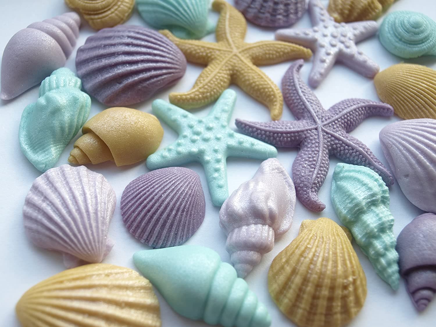 24x Edible Mermaid Seashells - Cupcake Cake Toppers Sugar Decorations Under the Sea