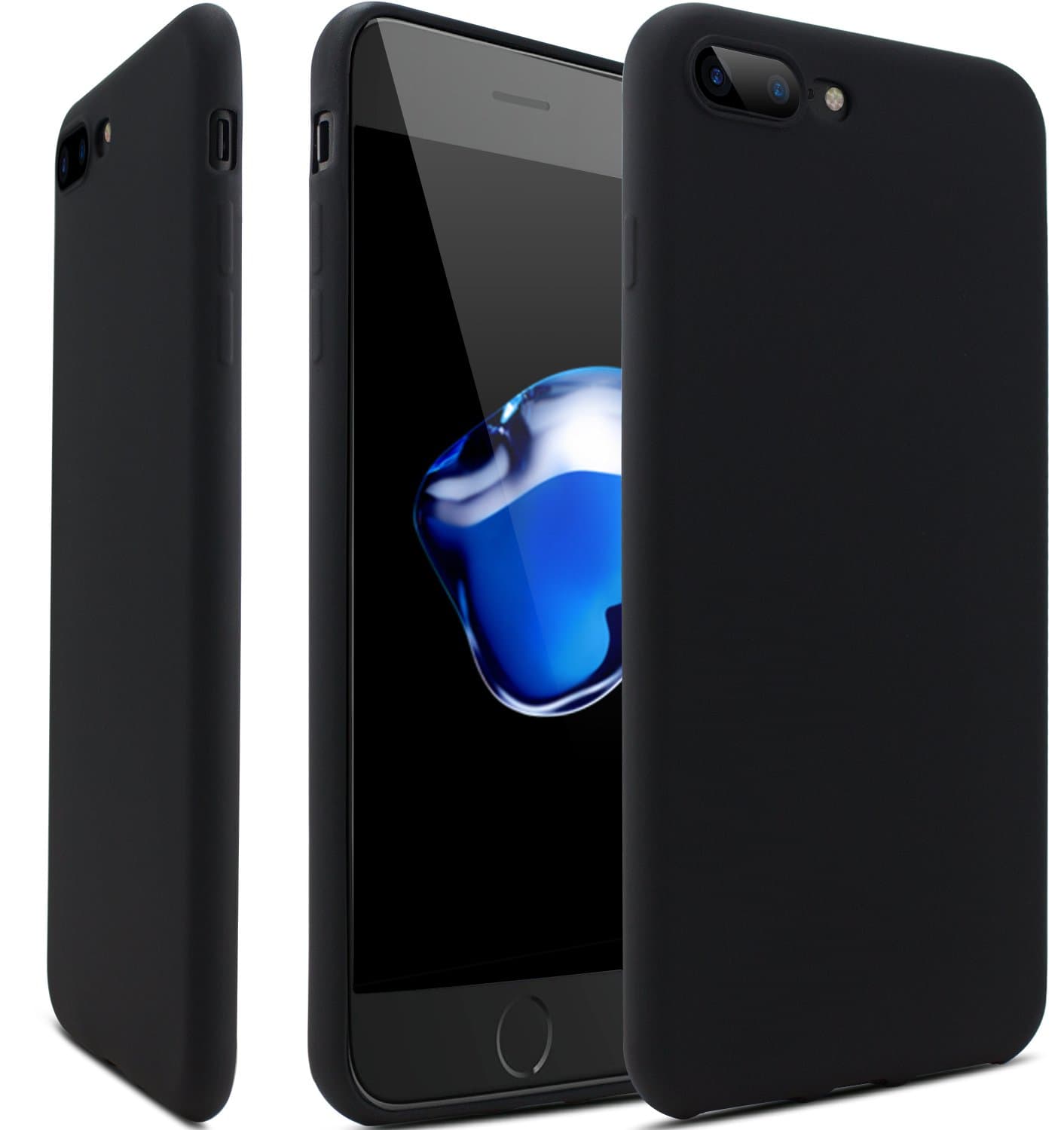 iPhone 7 Plus Case, MLMM [Skin Series] Liquid Silicone Gel Rubber Slim Fit Soft Mobile Phone Case with Skin-friendly Superior Coating for Apple iPhone 7 Plus (2016)- Black