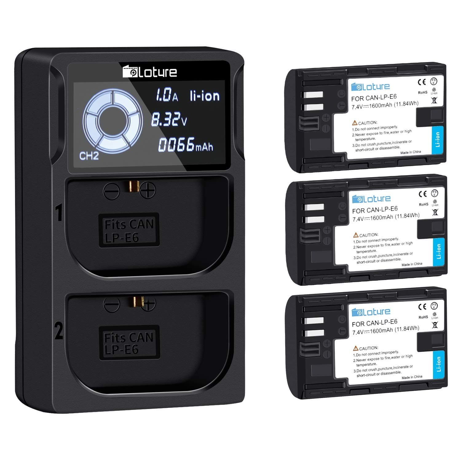 3 Pack Replacement Canon LP-E6, LP-E6N Battery PLOTURE Camera Battery Charge Compatible for Canon EOS 5D/ 6D/ 7D/ 70D/ 60D/ 60Da/7D /BG-E14/BG-E13/BG-E11/ BG-E9/BG-E7/BG-E6 Grips