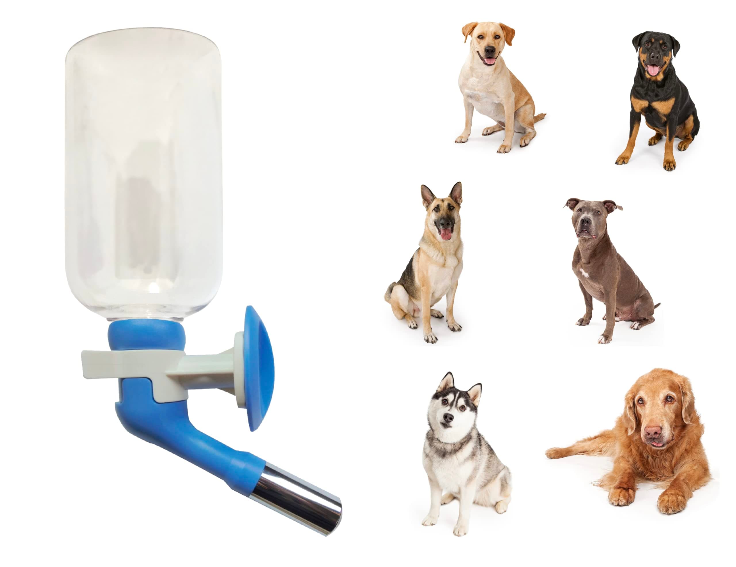 H570 Patented No Drip Large-sized Dog Water Nozzle, Recommended for Medium to Large -Sized Dogs, Enlarged Sized Leak-proof Nozzle, BPA Free, Nozzle Diameter: 22mm (Blue/White)