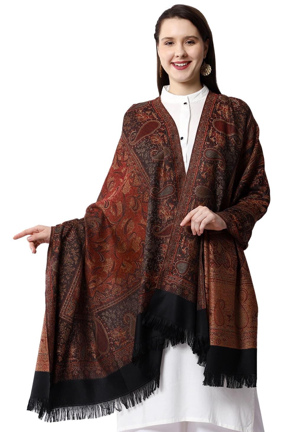Women's Faux Pashmina Silk Paisley Design Shawls, Stoles