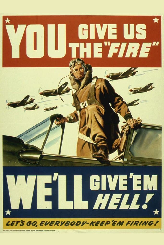 You Give Us the Fire Well Give Em Hell! Vintage World War II Reprint Cool Wall Art Print Poster 12x18