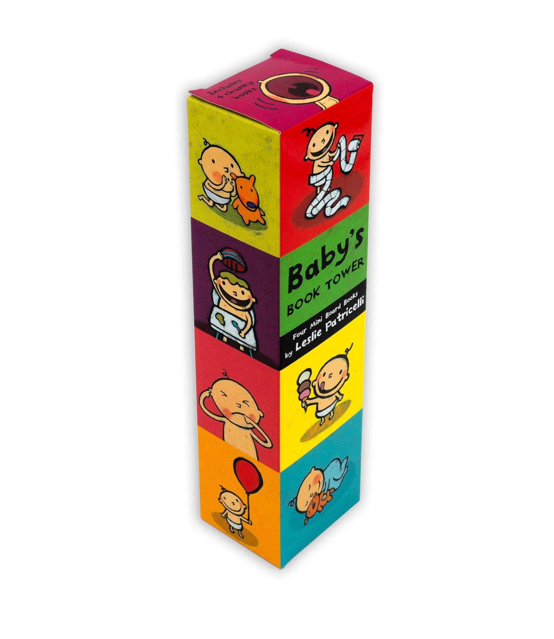 Baby's Book Tower: (Set of Four Mini Board Books for Babies and Toddlers About Emotions, Opposites, Sounds, and Playful Learning) (Leslie Patricelli Board Books)