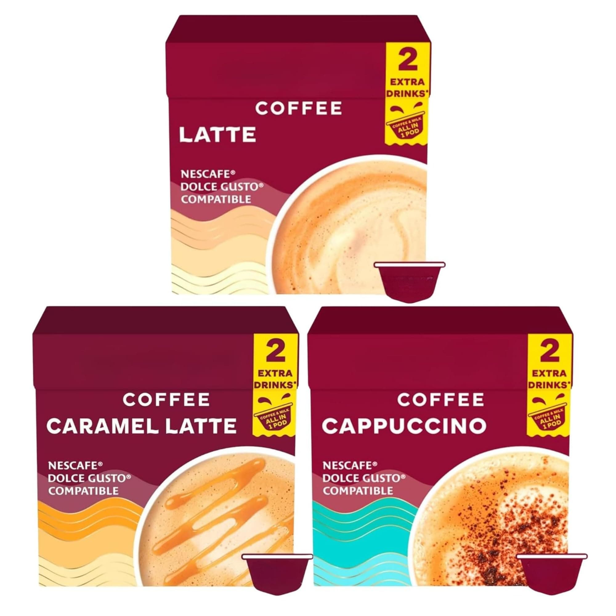 Costa Coffee Pod Variety Pack - Latte, Caramel Latte, and Cappuccino (30 Pods Total)