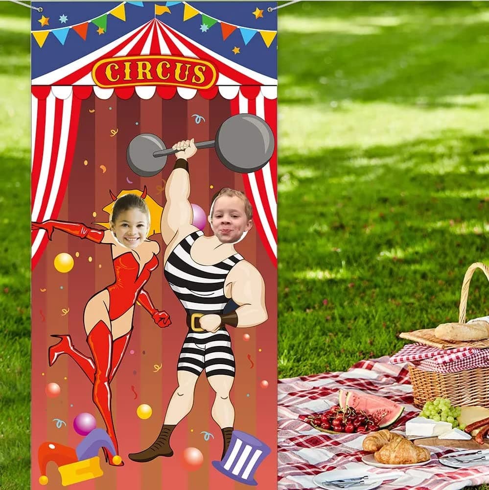 Carnival Circus Party Decoration Carnival Photo Door Banner Backdrop Props, Fabric Photo Door Banner for Carnival Circus Party Supplies