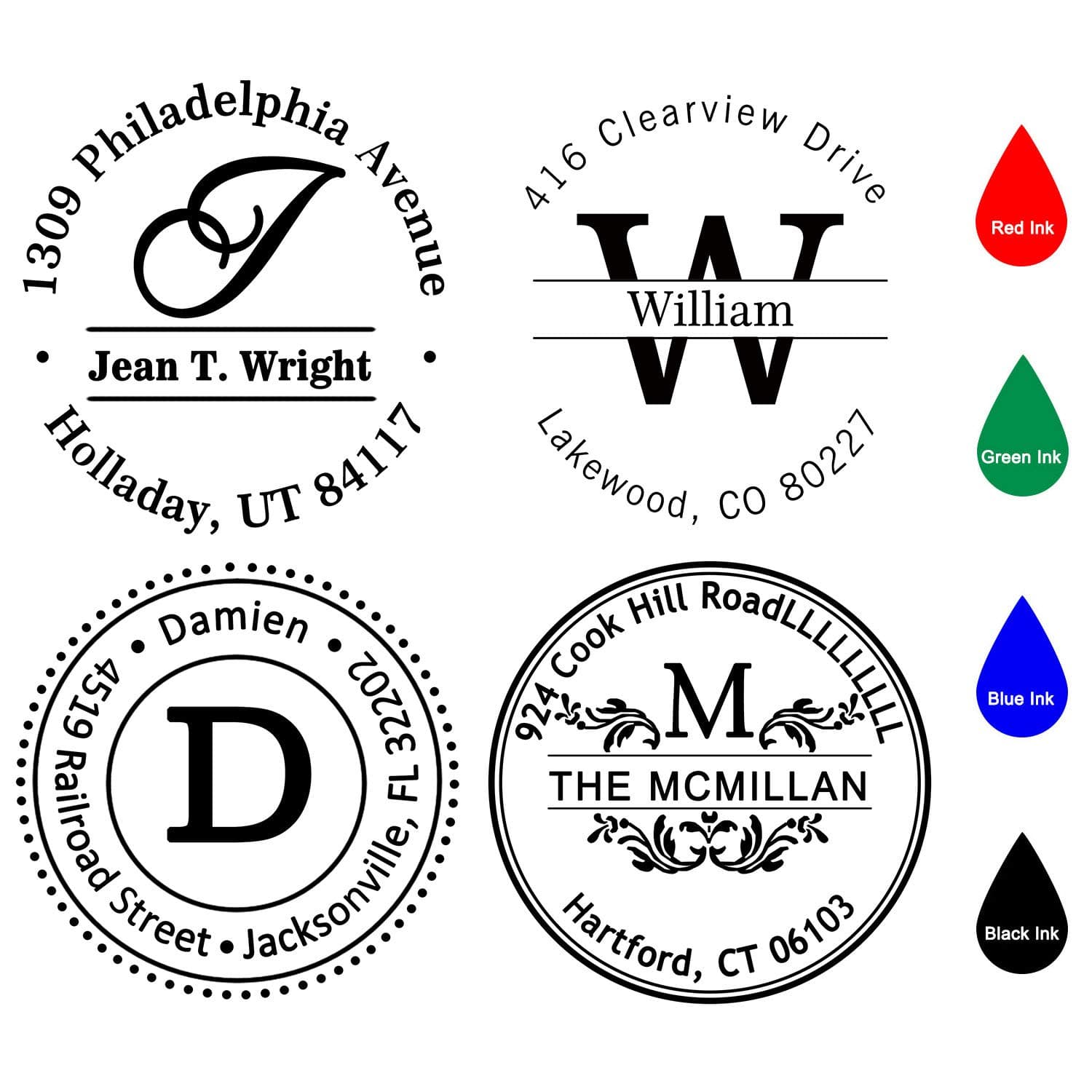 Custom Stamp Self Inking,Personalized Stamp Return Address,1-5/8" Diameter,Round Monogram Business Stamp for Home,Bank or Office