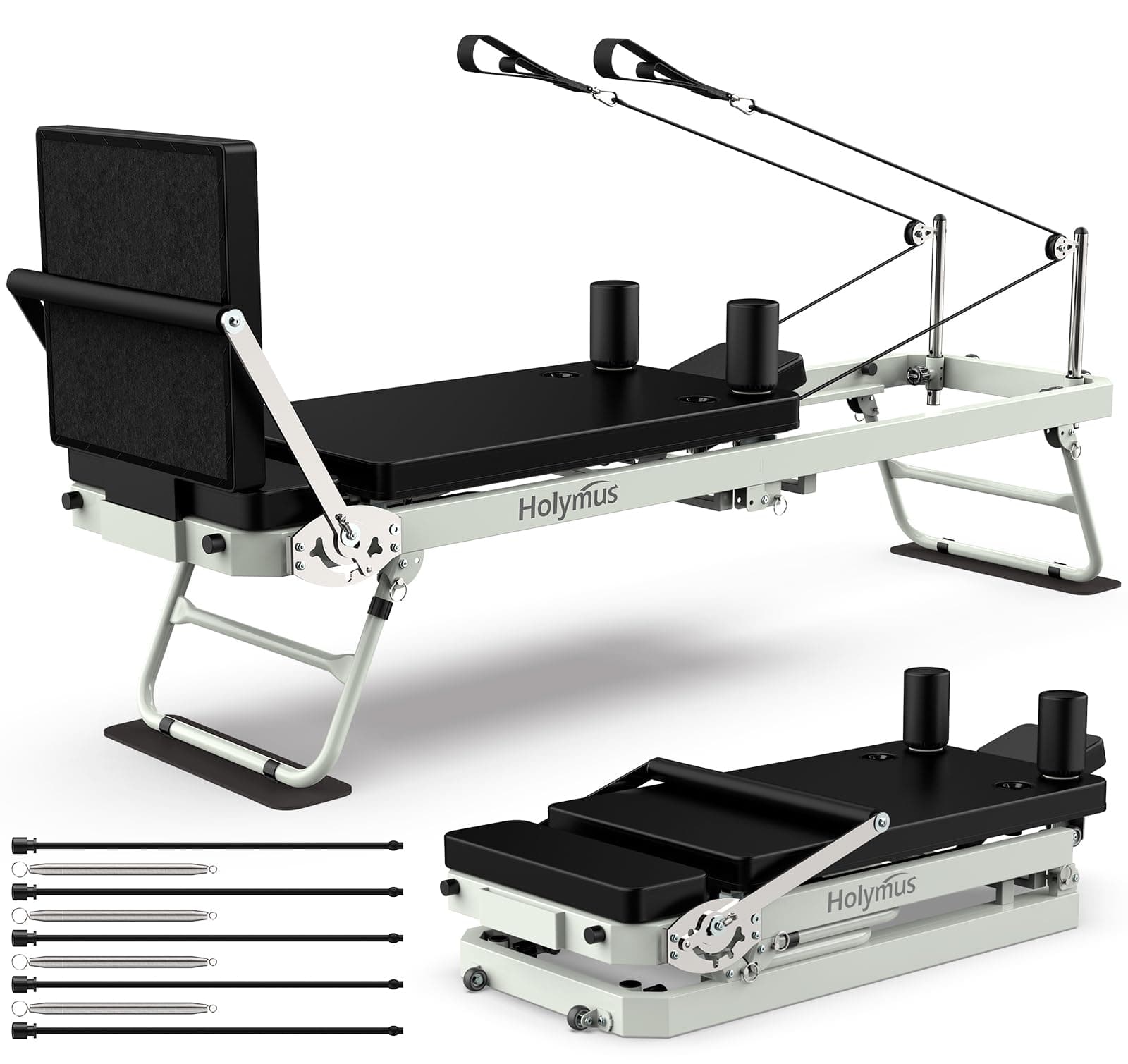 Pro 75" Pilates Reformer Machine with Dual Resistance Springs and Cords, Fold...